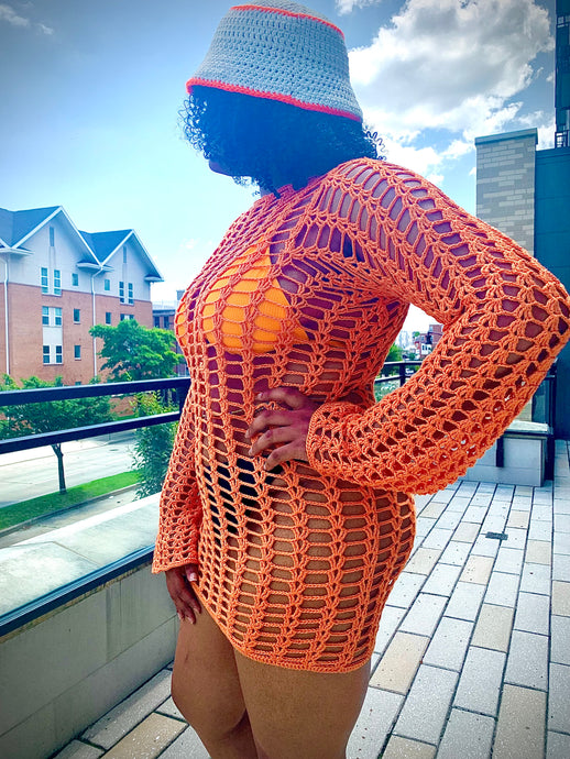 Orange long sleeve cover up
