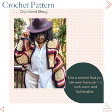 Load image into Gallery viewer, city island shrug crochet pattern