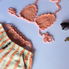 Load image into Gallery viewer, peach beach crochet bikini